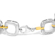 .925 Two-Tone Sterling Silver Diamond Accent Open Box Link Bracelet (I-J Color, I1-I2 Clarity) - 7