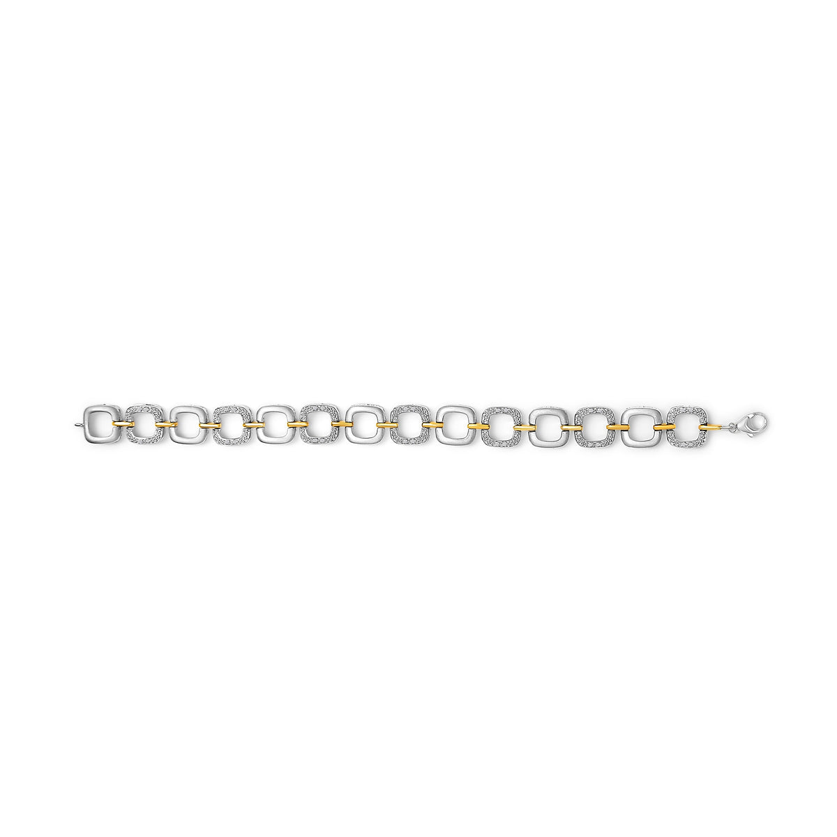 .925 Two-Tone Sterling Silver Diamond Accent Open Box Link Bracelet (I-J Color, I1-I2 Clarity) - 7