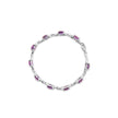 .925 Sterling Silver 7mm Cushion Cut Amethyst Gemstone and Diamond Tennis Link Bracelet (I-J Color, I1-I2 Clarity) - Size 7