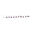 .925 Sterling Silver 7mm Cushion Cut Amethyst Gemstone and Diamond Tennis Link Bracelet (I-J Color, I1-I2 Clarity) - Size 7