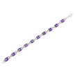 .925 Sterling Silver 7mm Cushion Cut Amethyst Gemstone and Diamond Tennis Link Bracelet (I-J Color, I1-I2 Clarity) - Size 7