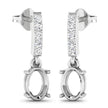 0.14 Carat Genuine White Diamond 14K White Gold Semi Mount Earrings - holds 7x5mm Oval Gemstones