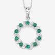 1.10 Carat Genuine Emerald and White Topaz .925 Sterling Silver Pendant