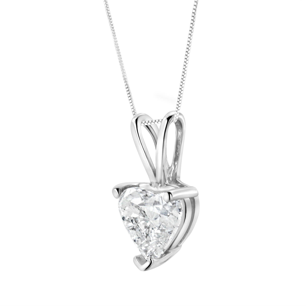 14K White Gold 1/5 Cttw 3-Prong Set Heart Shaped Solitaire Lab Grown Diamond 18