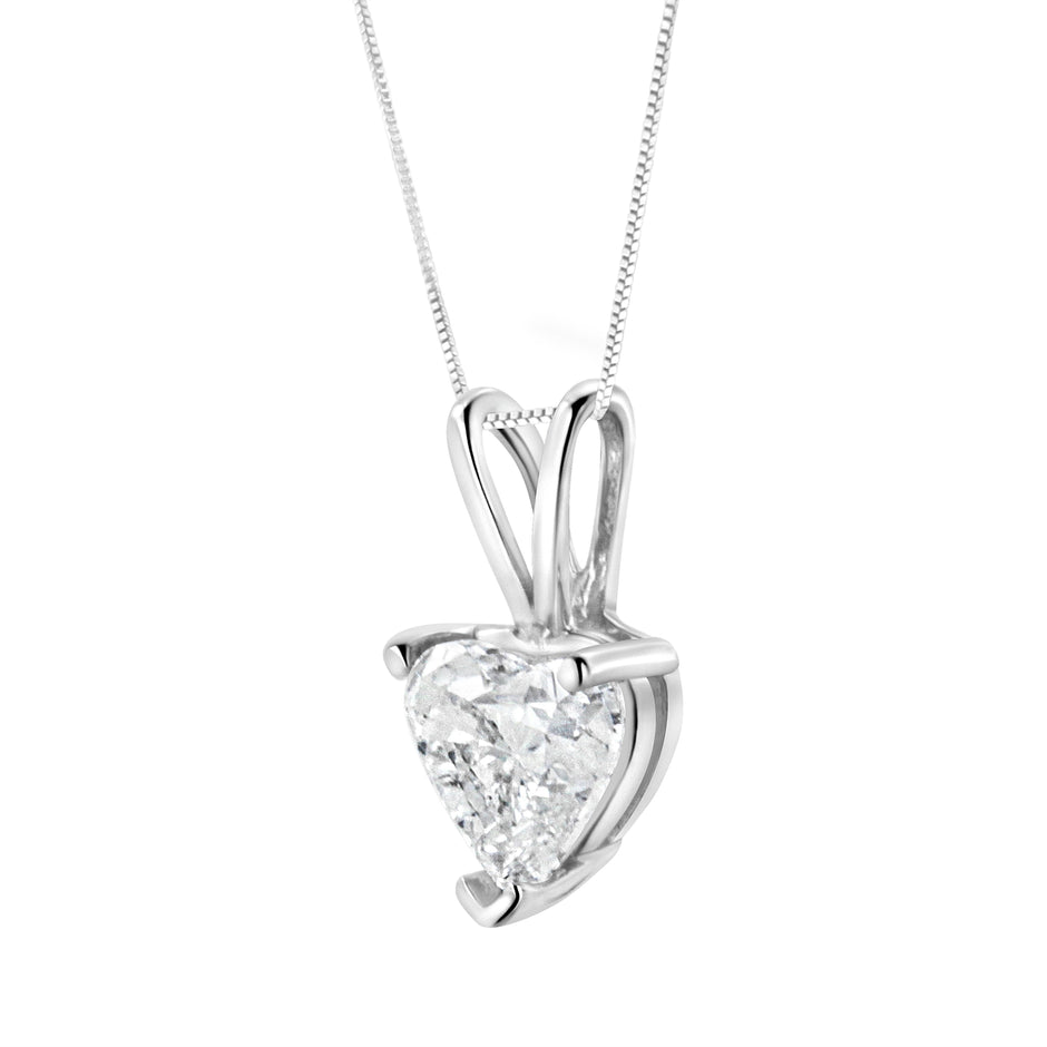 14K White Gold 1/5 Cttw 3-Prong Set Heart Shaped Solitaire Lab Grown Diamond 18
