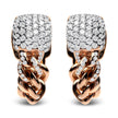 18K Rose Gold 3/4 Cttw Round Diamond Pave Cuban Chain Huggie Earrings (G-H Color, SI1-SI2 Clarity)