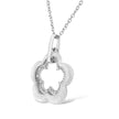 Matte Finished .925 Sterling Silver Diamond Accent Double Flower Shape 18