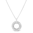 .925 Sterling Silver Prong-Set Diamond Accent Satin Finished Double Circle 18