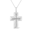 .925 Sterling Silver Prong-Set Diamond Accent Bold Cross 18
