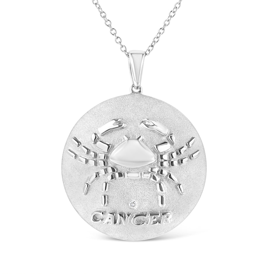 .925 Sterling Silver Diamond Accent Cancer Zodiac Design 18