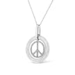 Matte Finish .925 Sterling Silver Diamond Accent Dancing Peace Sign 18