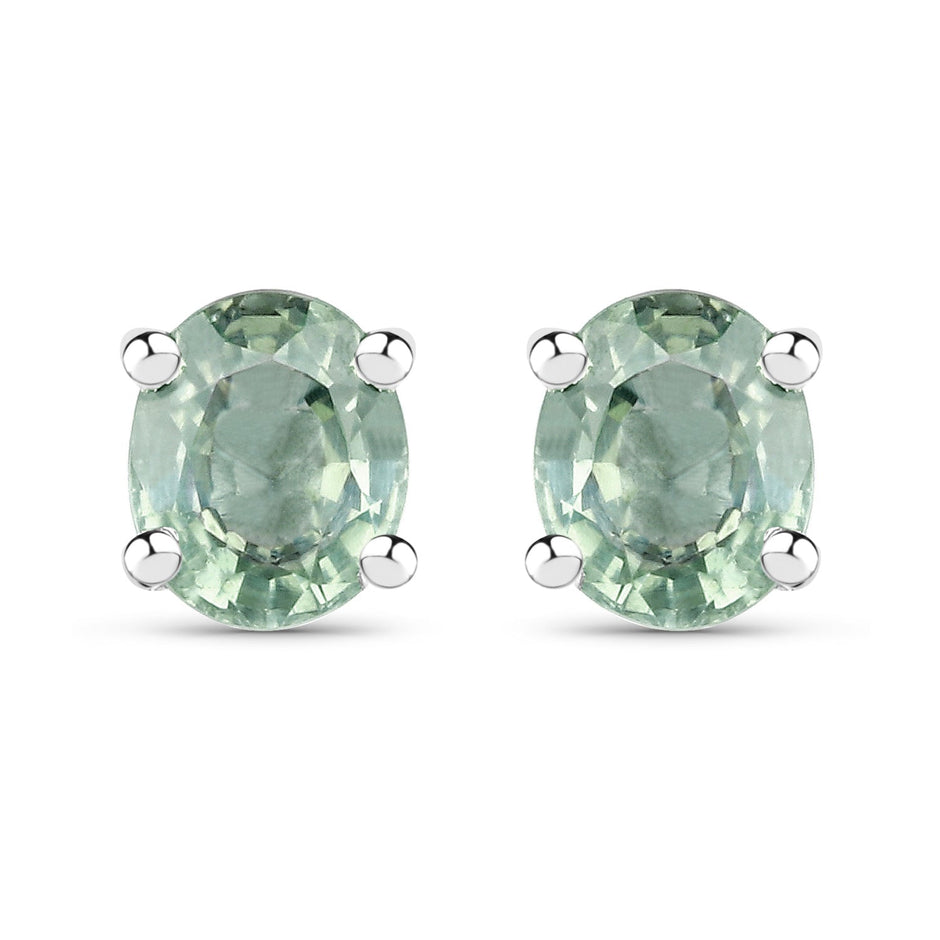0.68 Carat Genuine Green Sapphire .925 Sterling Silver Earrings