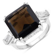 8.80 Carat Genuine Smoky Quartz and White Topaz .925 Sterling Silver Ring - Rings - Custom Crafting Alliance, LLC