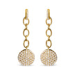 14K Yellow Gold 1.0 Cttw Diamond Chain Cluster Dangle Chain Earrings (I-J Color, I1-I2 Clarity)