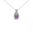 .925 Sterling Silver 9x7mm Oval Purple Amethyst and Round Diamond Accent Fashion Drop Pendant 18 Inch Necklace (I-J Color, I1-I2 Clarity)