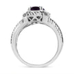 .925 Sterling Silver Prong Set Natural Oval Shape 9X7 MM Purple Amethyst Solitaire and Diamond Accent Ring (I-J Color, I1-I2 Clarity) - Ring Size 7