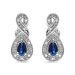 .925 Sterling Silver 4.5 x 3mm Pear Sapphire Gemstone and Diamond Accent Infinity Drop Stud Earrings (H-I Color, SI1-SI2 Clarity)