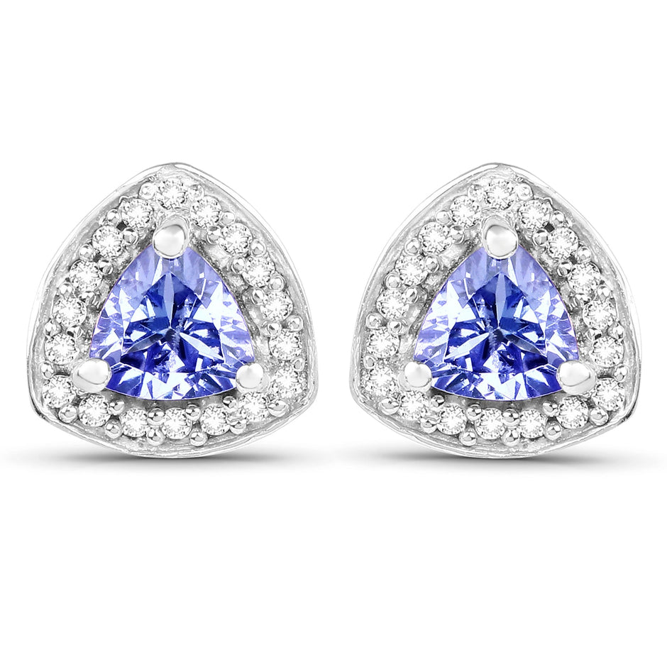 3.22 Carat Genuine Tanzanite & White Topaz .925 Sterling Silver Ring