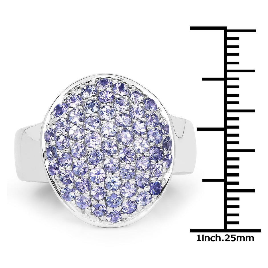 2.00 Carat Genuine Tanzanite .925 Sterling Silver Ring