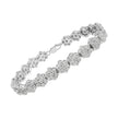.925 Sterling Silver 2.0 cttw Diamond 7 Stone Floral Cluster Link Bracelet (I-J Color, I3 Clarity) -7.25