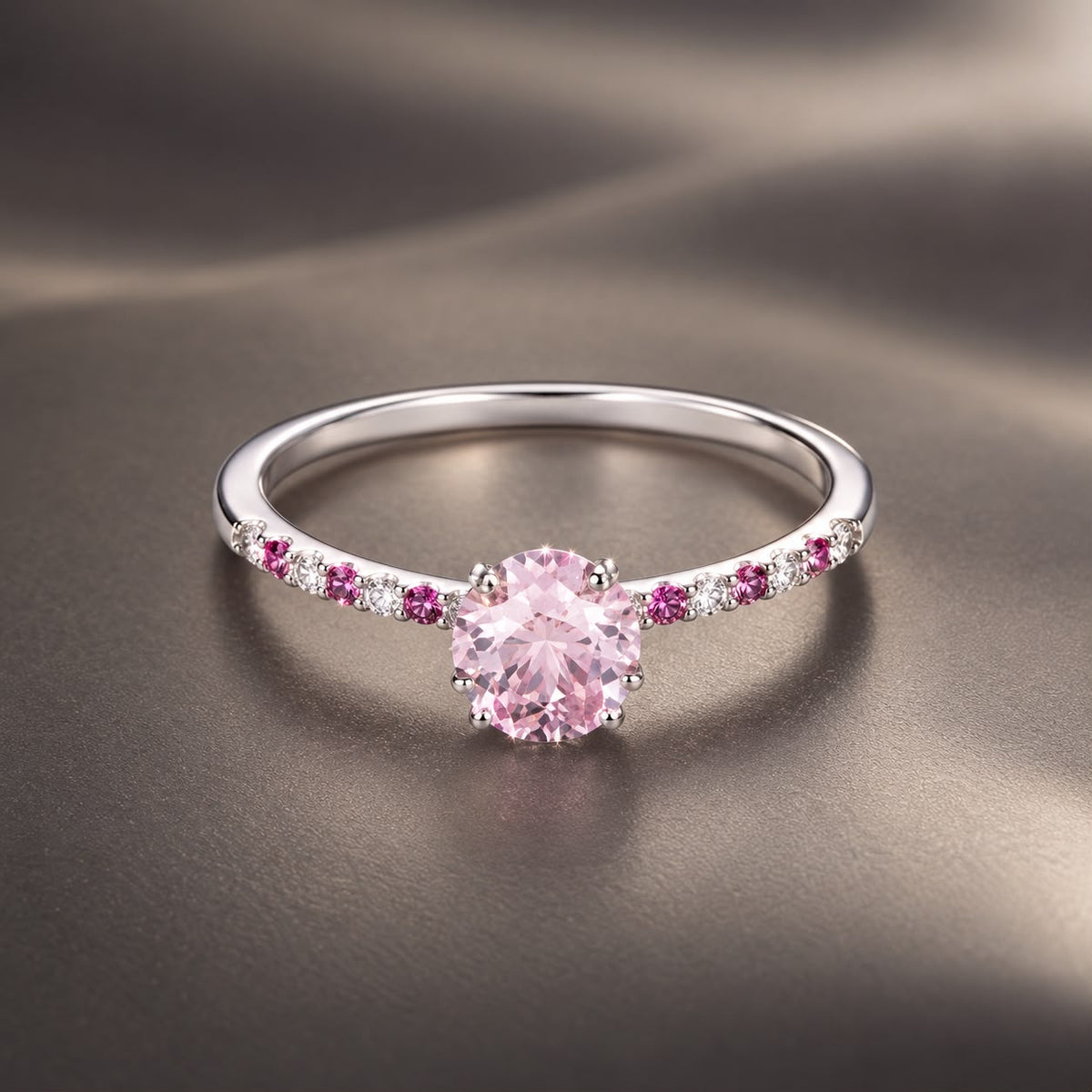 925 Sterling Silver White Gold Plated Pavé CZ 0.6cm Ring Size 6 for Women