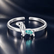 925 Sterling Silver White Gold Plated Transparent Glass Enamel Size E Ring for Women