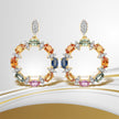 4.12 Carat Genuine Multi Sapphire .925 Sterling Silver Earrings
