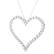 .925 Sterling Silver 3.0 cttw Round-Cut Diamond Open Heart Pendant Necklace (I-J Color, I2-I3 Clarity) - 18