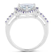 1.41 Carat Genuine Aquamarine & Tanzanite .925 Sterling Silver Ring