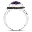 5.35 Carat Genuine Amethyst and Black Spinel .925 Sterling Silver Ring