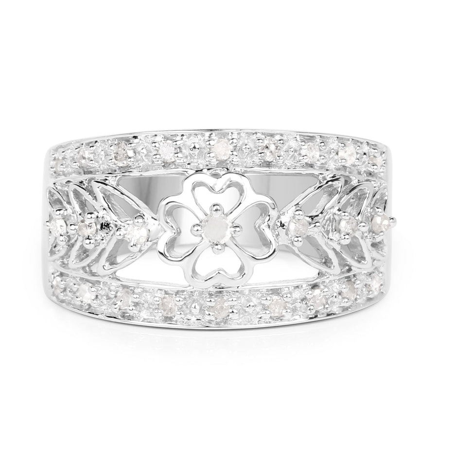 0.31 Carat Genuine White Diamond .925 Sterling Silver Ring