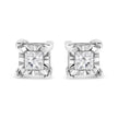 .925 Sterling Silver 1/2 Cttw Miracle Set Princess-cut Diamond Solitaire Stud Earrings (I-J Color, SI1-SI2 Clarity)