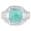 4.09 Carat Genuine Emerald and White Topaz .925 Sterling Silver Ring
