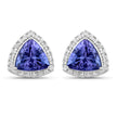 3.82 Carat Genuine Tanzanite and White Diamond 14K White Gold Earrings