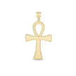 14k Yellow Gold High Polish Textured Ankh Pendant
