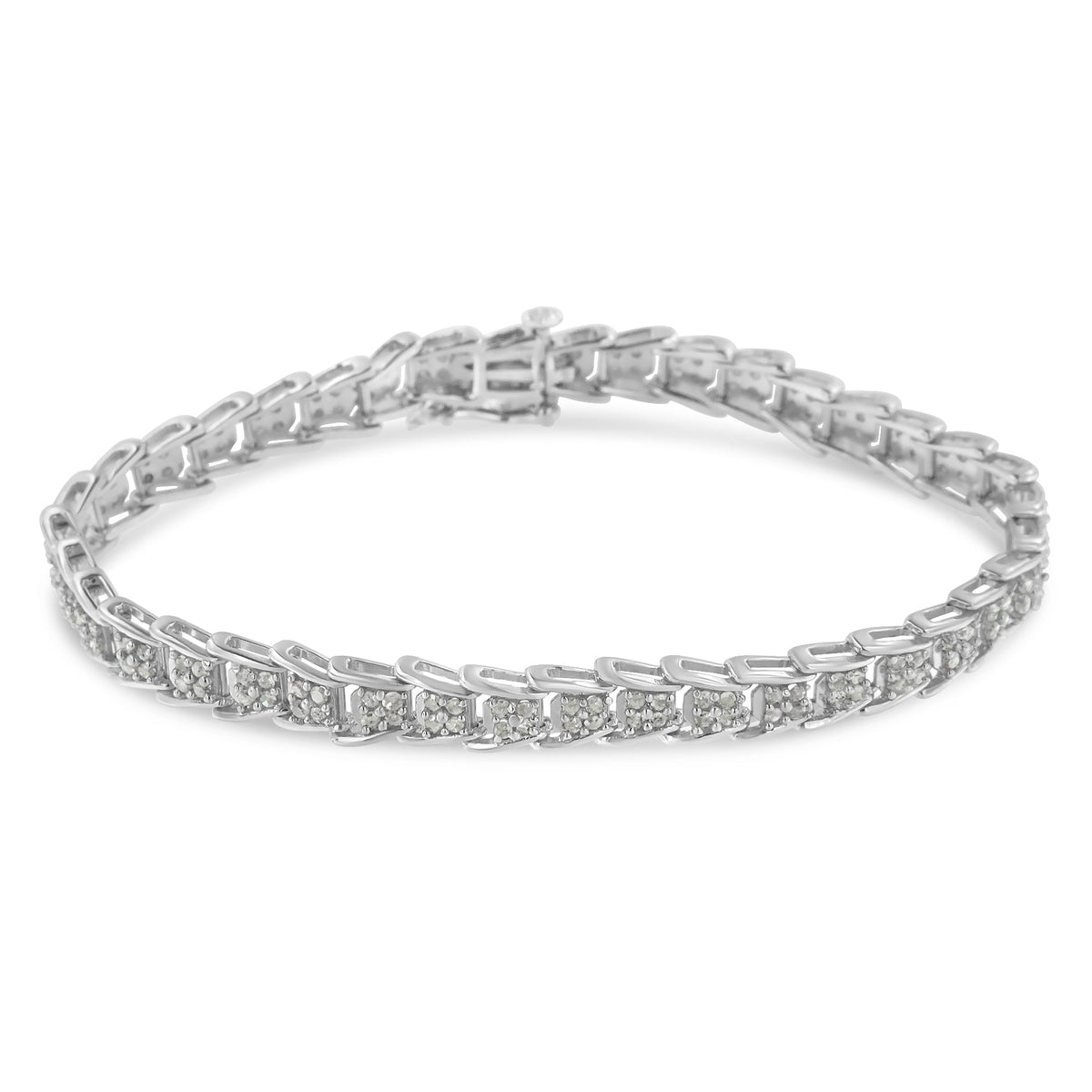 10k White Gold 2 cttw Diamond Fan-Shaped Link Tennis Bracelet (I-J Clarity, I3 Color) - Size 7.25