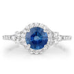 1.34 Carat Genuine Blue Sapphire and White Diamond 14K White Gold Ring