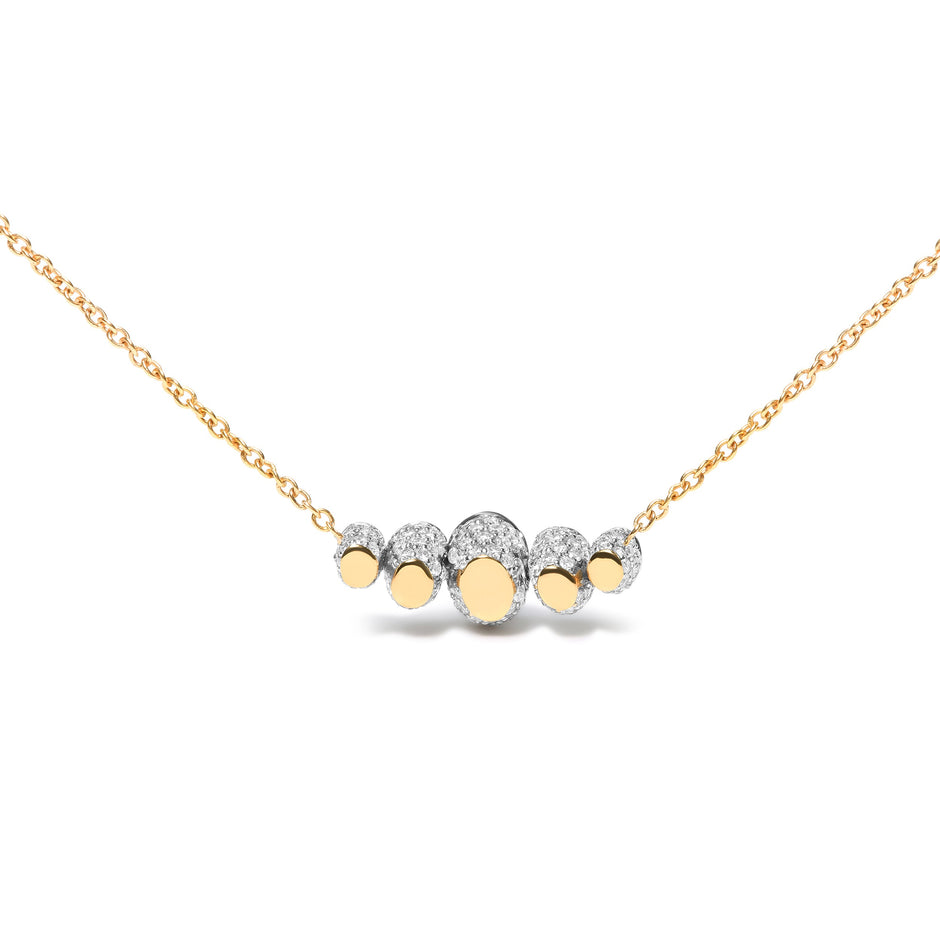 18K Rose Gold 3/4 Cttw Pave Diamonds and Graduated Red Ruby Gemstone Curved Bar Choker Necklace (G-H Color, SI1-SI2 Clarity) - Adjustable up to 14