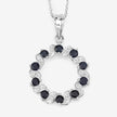 1.30 Carat Genuine Blue Sapphire and White Topaz .925 Sterling Silver Pendant