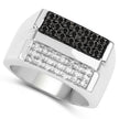 0.64 Carat Genuine Black Diamond and White Diamond .925 Sterling Silver Ring