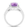 2.13 Carat Genuine  Amethyst and White Topaz .925 Sterling Silver Ring