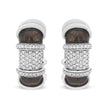 18K White Gold Flash Plated .925 Sterling Silver Clear Graphite Grey Enamel 5/8 Cttw Round Diamonds Huggie Hoop Earrings (F-G Color, VS1-VS2 Clarity)