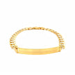 14k Two Tone Gold 8 1/2 inch Mens Narrow Curb Chain ID Bracelet with White Pave