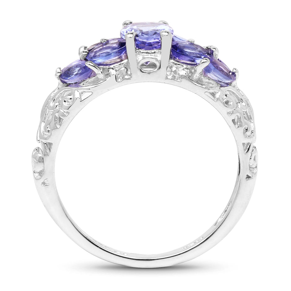 1.63 Carat Genuine Tanzanite .925 Sterling Silver Ring