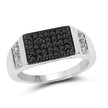 0.55 Carat Genuine Black Diamond and White Diamond .925 Sterling Silver Ring