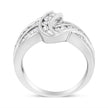 10K White Gold Ring 3/4 Cttw Round and Baguette-Cut Diamond Bypass Ring (H-I Color, I2-I3 Clarity) - Size 6
