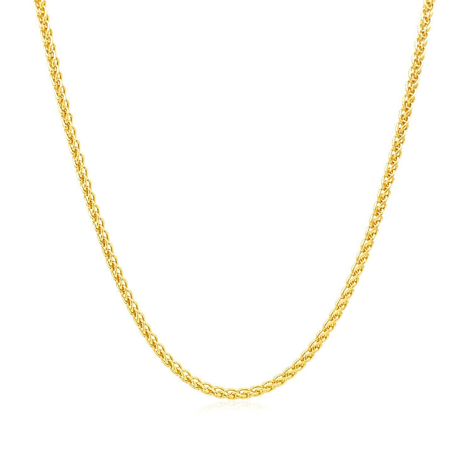 14k Yellow Gold Round Wheat Chain 1.5mm