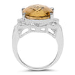 10.42 Carat Genuine Citrine and White Topaz .925 Sterling Silver Ring