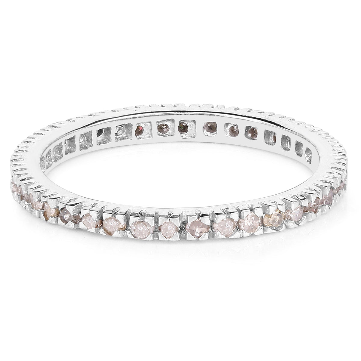 0.57 Carat Genuine Champagne Diamond .925 Sterling Silver Ring