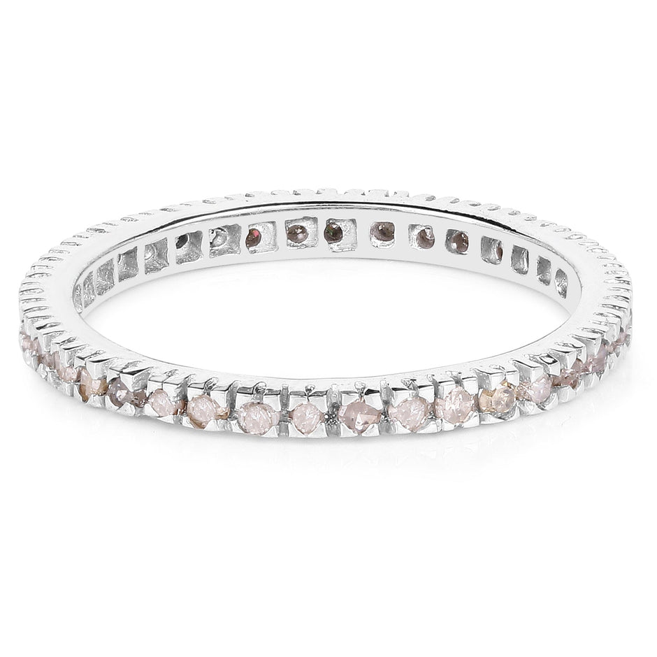 0.57 Carat Genuine Champagne Diamond .925 Sterling Silver Ring